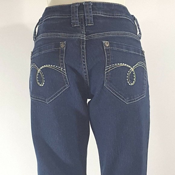 Highway Juniors Jeans Size 7 Dark Blue Straight - Picture 3 of 9